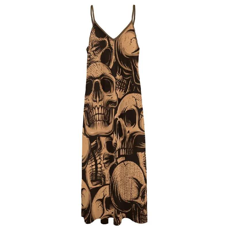 Bronze Skulls Sling Ankle Long Dress Maxi Skirt Set