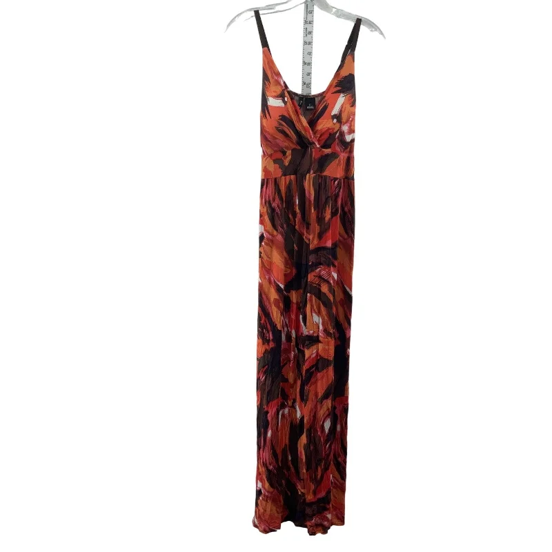 New Directions Petite Women's Abstract Print Long A-Line Dress L, Red/Orange NWT Colorful Maxi Skirt