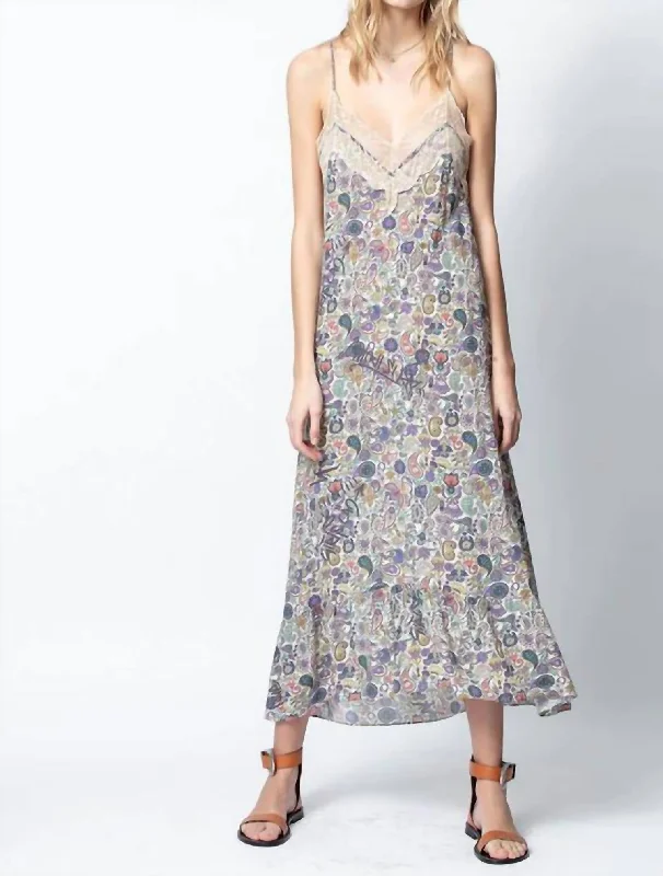 Revel Print Mandala Maxi Dress In Ecru Comfortable Long Skirt