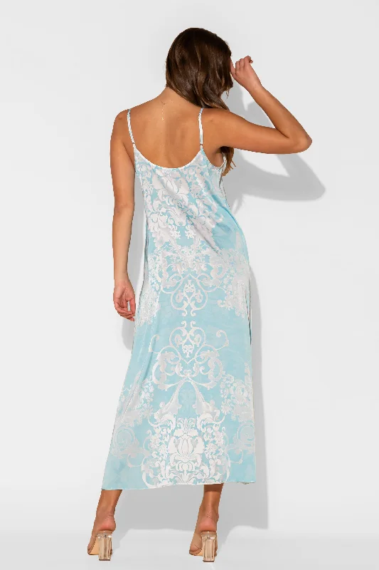 Romantique Blue Long Chemise A-line Maxi Skirt