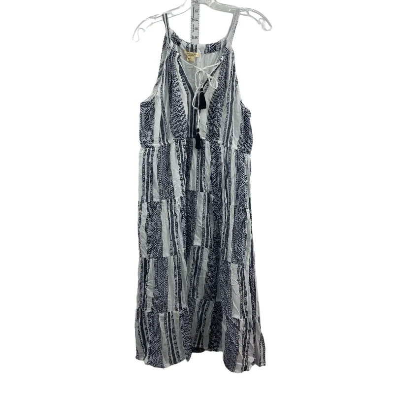 Studio West Blue & White Women's Bohemian Long Tank Sundress, Size L - Preowned Boho Maxi Skirt