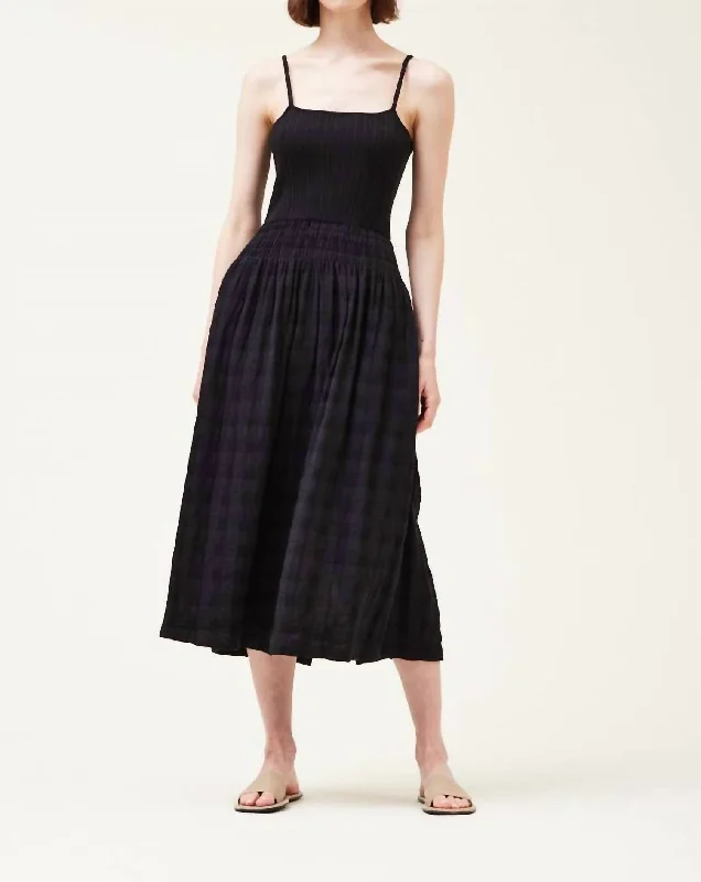 Knit Mixed Midi Dress In Black Tulle Midi Skirt