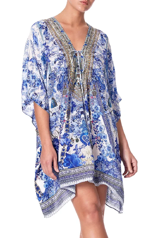 SHORT LACE UP KAFTAN PAINTED PROVINCIAL Elegant Lace Design