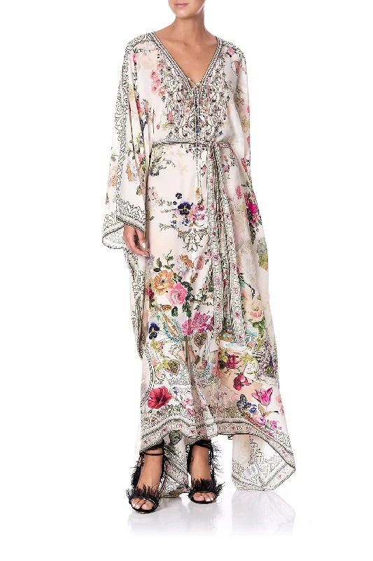 SPLIT HEM LACE UP KAFTAN JARDIN POSTCARDS Flowy Lace Dress